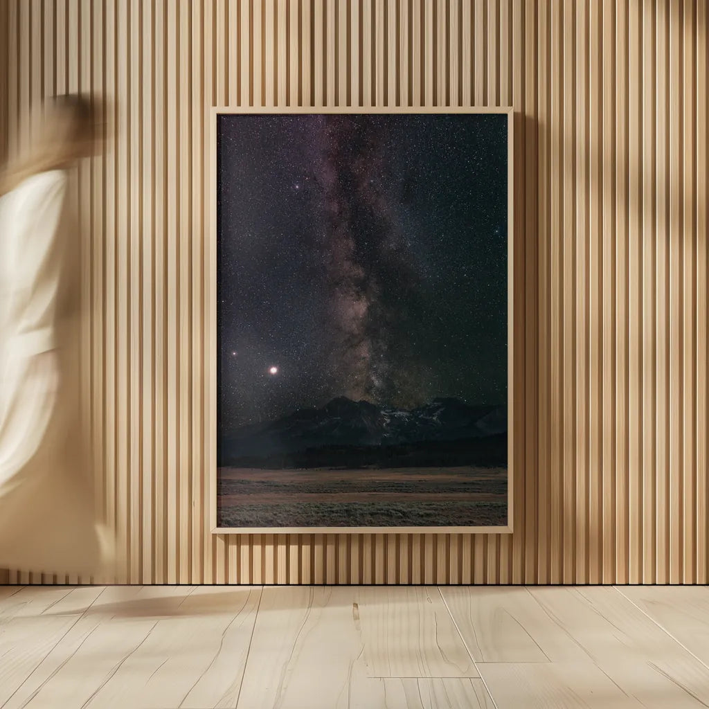 Milky Way in Sawtooth Mountains by Alan Majchrowicz. shown as over sized large wall art. Available as an archival giclee rolled canvas, fine art paper, or poster print. SKU 68097h.