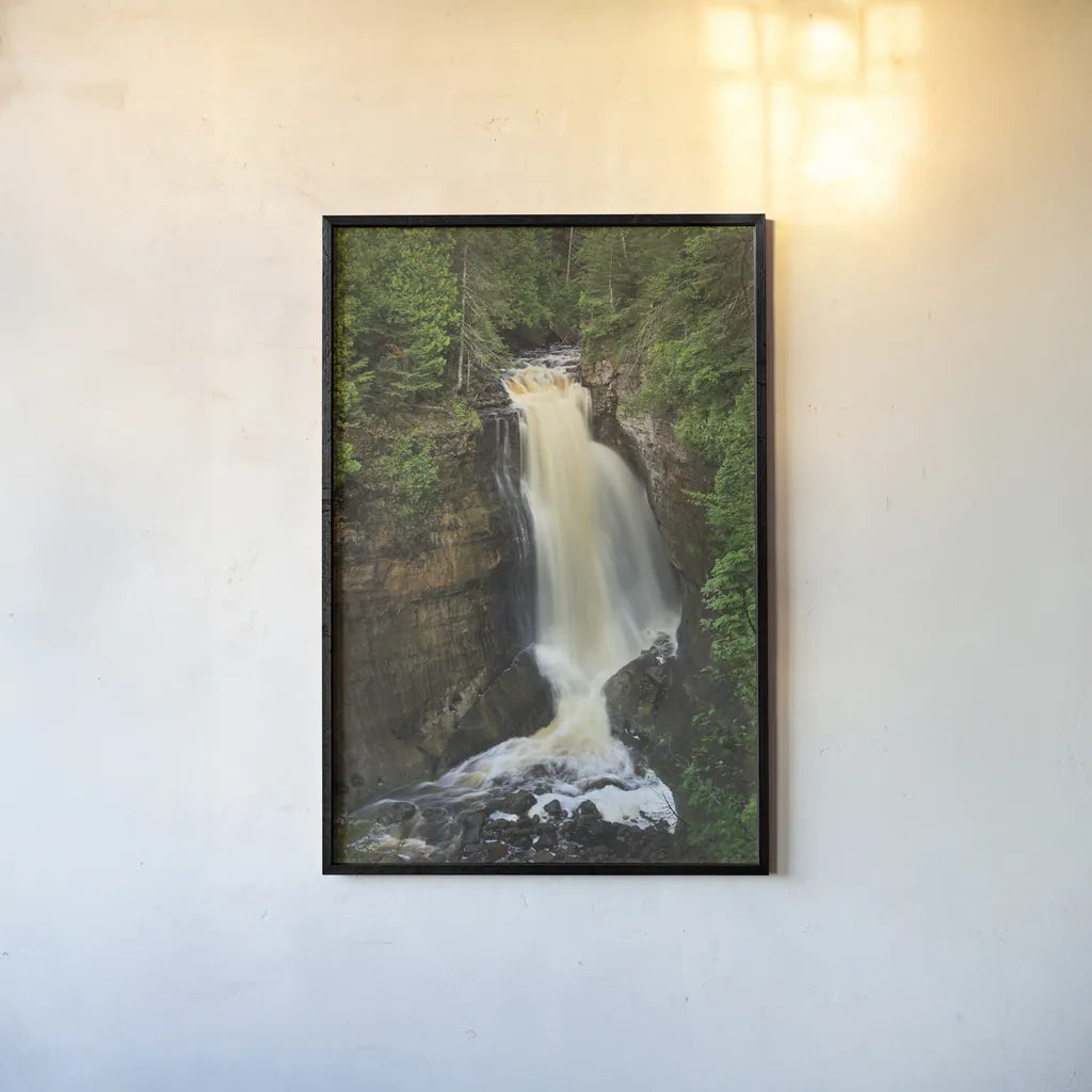 Miners Falls Michigan by Alan Majchrowicz. shown as a paper print in a black flame. Available as a archival giclee rolled canvas, fine art paper, or poster print. SKU 50165h.