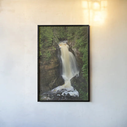 Miners Falls Michigan by Alan Majchrowicz. shown as a paper print in a black flame. Available as a archival giclee rolled canvas, fine art paper, or poster print. SKU 50165h.