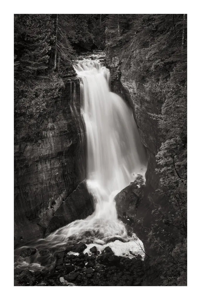 Miners Falls Michigan BW by Alan Majchrowicz. SKU 50166h. Archival Giclee Fine art print for wall decor.