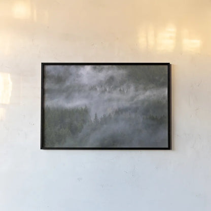 Misty Mountains North Cascades by Alan Majchrowicz. shown as a paper print in a black flame. Available as a archival giclee rolled canvas, fine art paper, or poster print. SKU 81528i.