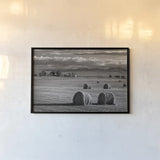 Montana Hay Bales by Alan Majchrowicz. shown as a paper print in a black flame. Available as a archival giclee rolled canvas, fine art paper, or poster print. SKU 88894i.
