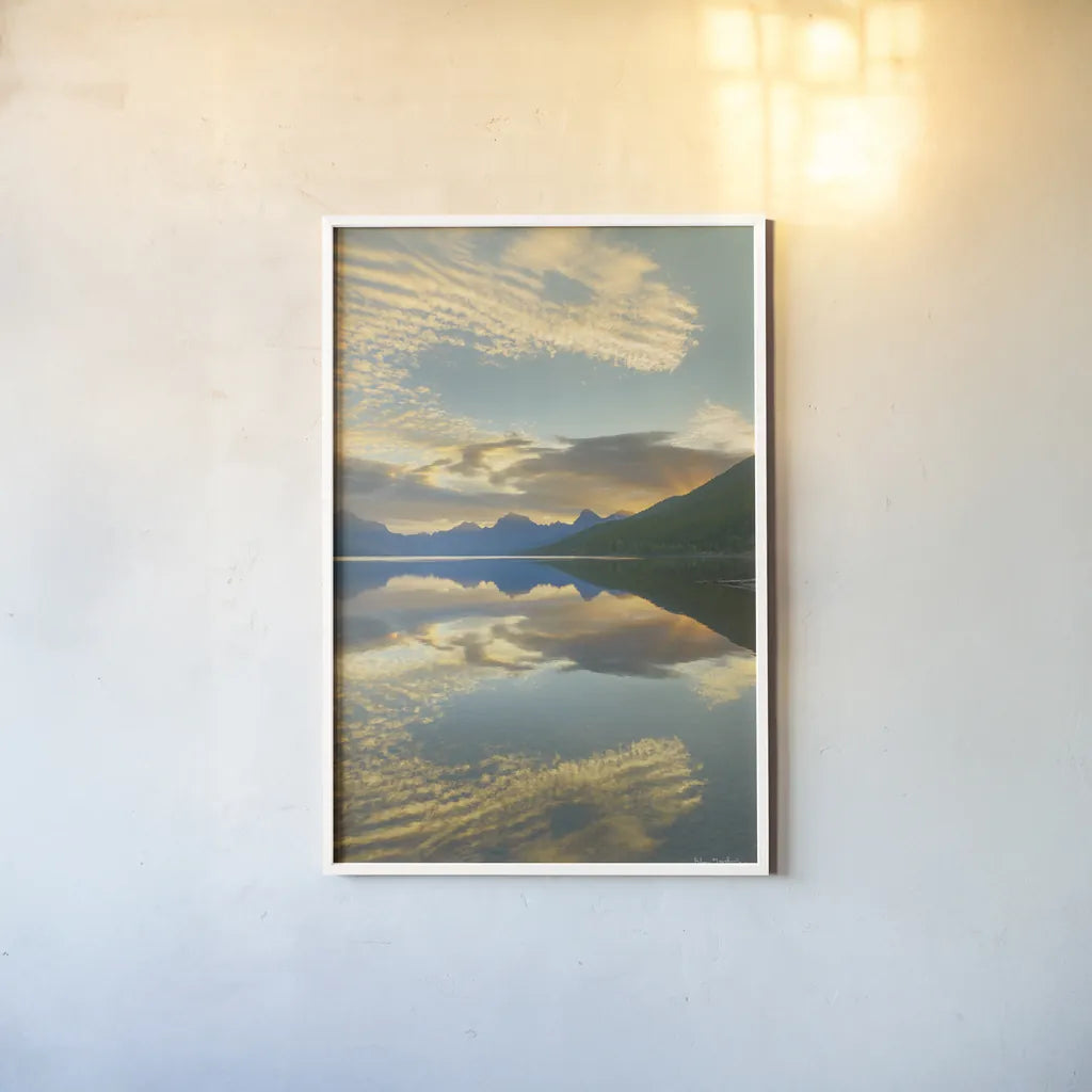 Montana Sunrise by Alan Majchrowicz. shown as a paper print in a white frame. Available as a archival giclee rolled canvas, fine art paper, or poster print. SKU 68098h.