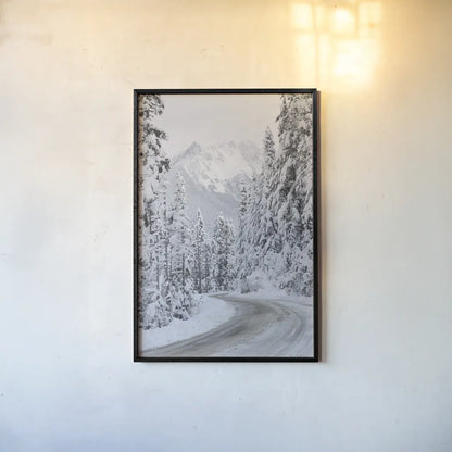 Mount Baker Highway II by Alan Majchrowicz. shown as a paper print in a black flame. Available as a archival giclee rolled canvas, fine art paper, or poster print. SKU 60620h.