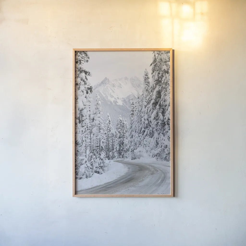 Mount Baker Highway II by Alan Majchrowicz. shown as a paper print in a natural frame. Available as a archival giclee rolled canvas, fine art paper, or poster print. SKU 60620h.