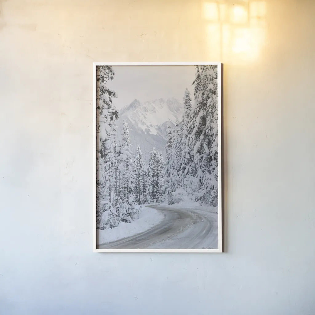 Mount Baker Highway II by Alan Majchrowicz. shown as a paper print in a white frame. Available as a archival giclee rolled canvas, fine art paper, or poster print. SKU 60620h.