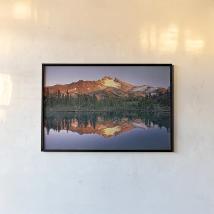 Mount Jefferson by Alan Majchrowicz. shown as a paper print in a black flame. Available as a archival giclee rolled canvas, fine art paper, or poster print. SKU 28083i.