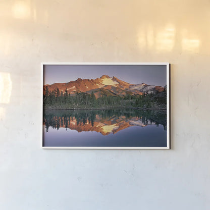 Mount Jefferson by Alan Majchrowicz. shown as a paper print in a white frame. Available as a archival giclee rolled canvas, fine art paper, or poster print. SKU 28083i.
