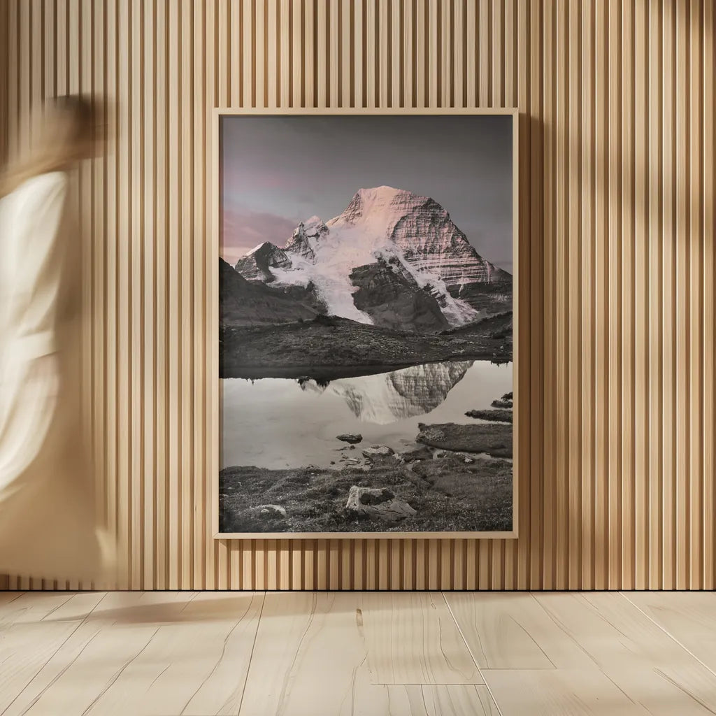 Mount Robson BW with Color by Alan Majchrowicz. shown as over sized large wall art. Available as an archival giclee rolled canvas, fine art paper, or poster print. SKU 28186h.