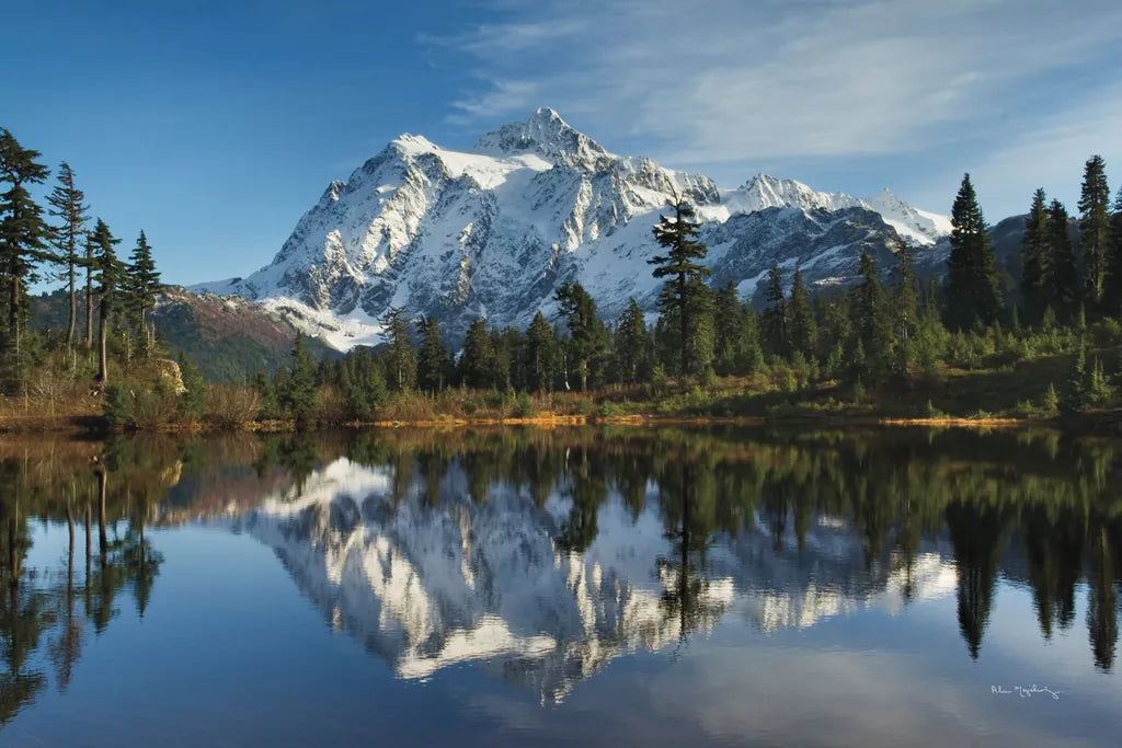 Mount Shukan Reflection I by Alan Majchrowicz. SKU 28101i. Archival Giclee Fine art print for wall decor.