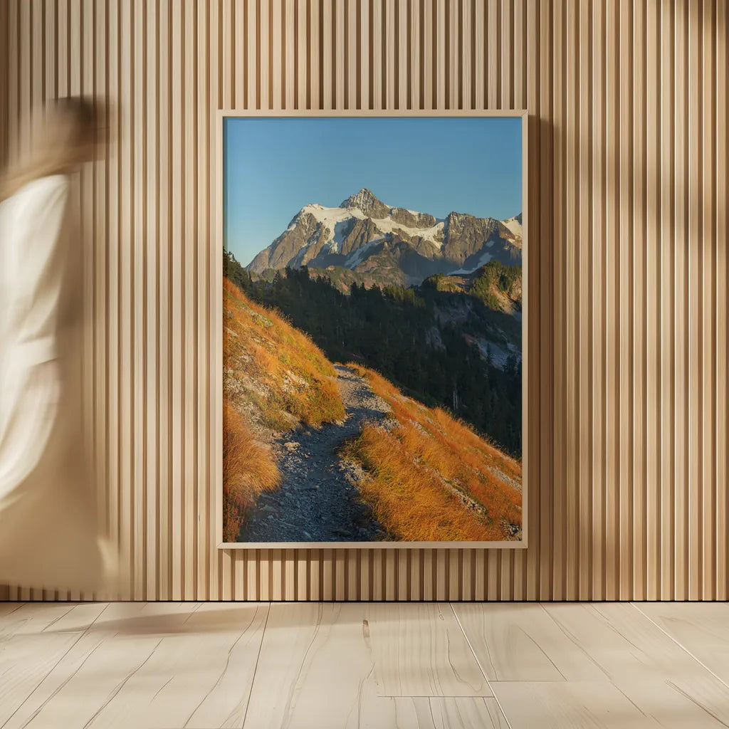 Mount Shuksan North Cascades by Alan Majchrowicz. shown as over sized large wall art. Available as an archival giclee rolled canvas, fine art paper, or poster print. SKU 62394h.