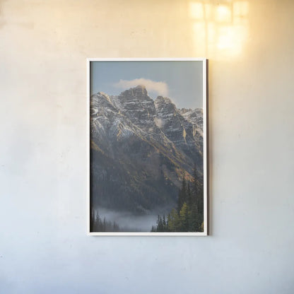 Mount Tupper Selkirk Mountains British Columbia by Alan Majchrowicz. shown as a paper print in a white frame. Available as a archival giclee rolled canvas, fine art paper, or poster print. SKU 90656h.