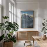Mount Tupper View by Alan Majchrowicz. shown as a print in a natural wood frame in a dining room. Available as a archival giclee rolled canvas, fine art paper, or poster print. SKU 90655h.