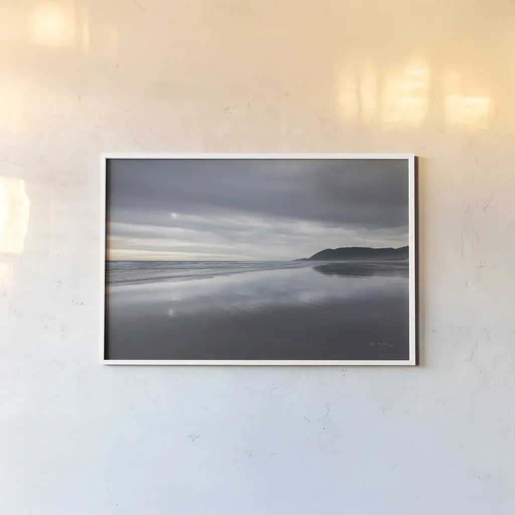 Nehalem Beach Oregon by Alan Majchrowicz. shown as a paper print in a white frame. Available as a archival giclee rolled canvas, fine art paper, or poster print. SKU 71677i.