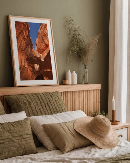 Neon Canyon I by Alan Majchrowicz. shown as a paper print in a natural frame. Available as a archival giclee rolled canvas, fine art paper, or poster print. SKU 53583h.