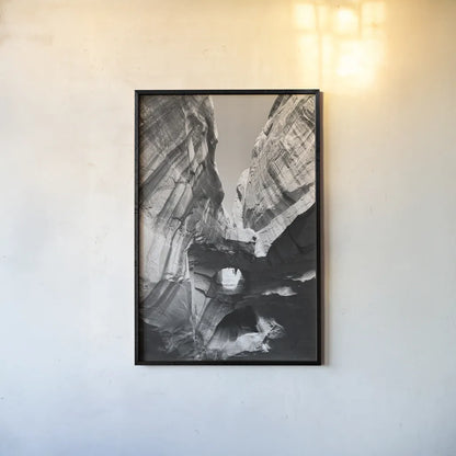 Neon Canyon I BW by Alan Majchrowicz. shown as a paper print in a black flame. Available as a archival giclee rolled canvas, fine art paper, or poster print. SKU 53664h.