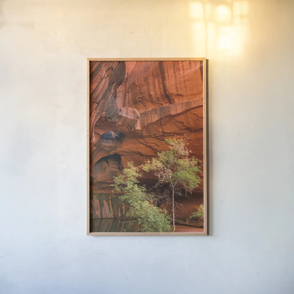 Neon Canyon III by Alan Majchrowicz. shown as a paper print in a natural frame. Available as a archival giclee rolled canvas, fine art paper, or poster print. SKU 53874h.
