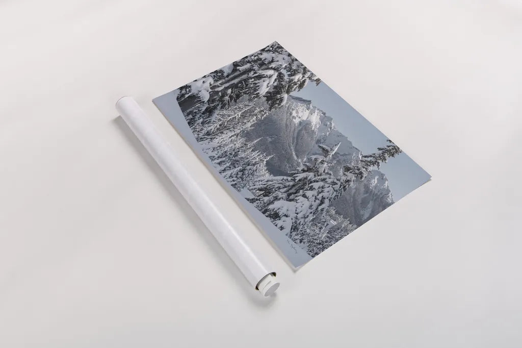 Nooksack Ridge in Winter by Alan Majchrowicz. shown as a rolled paper print. Available as archival giclee rolled canvas, fine art paper, or poster print. SKU 60625i.