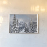 North Cascades in Winter I by Alan Majchrowicz. shown as a paper print in a white frame. Available as a archival giclee rolled canvas, fine art paper, or poster print. SKU 60621i.