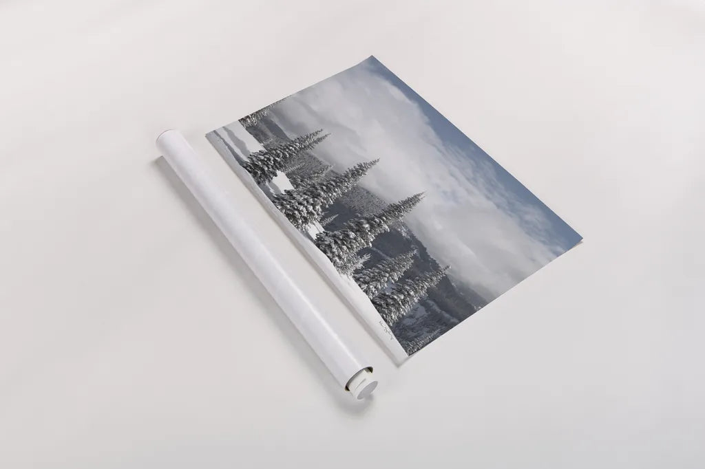 North Cascades in Winter II by Alan Majchrowicz. shown as a rolled paper print. Available as archival giclee rolled canvas, fine art paper, or poster print. SKU 60622i.