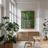 North Country Trail by Alan Majchrowicz. shown as a print in a natural wood frame in a dining room. Available as a archival giclee rolled canvas, fine art paper, or poster print. SKU 62466h.