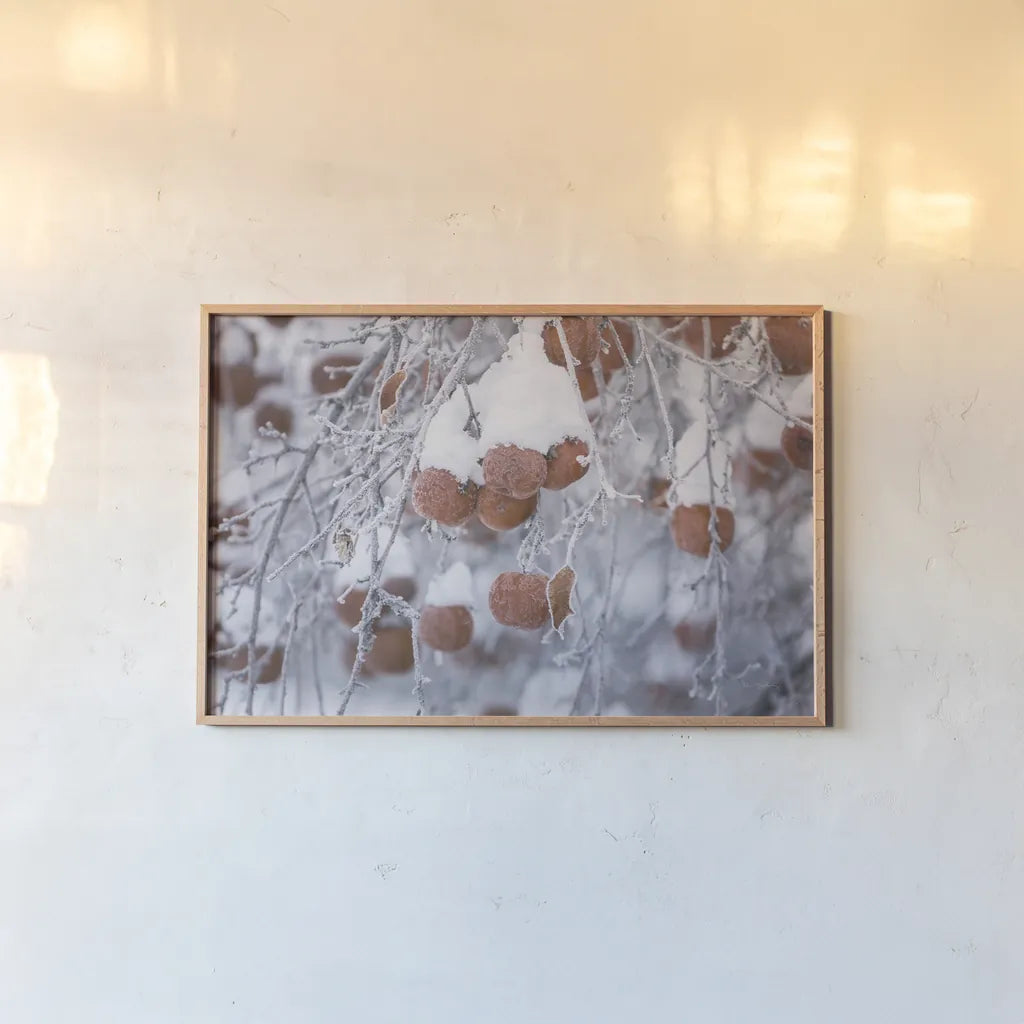 Orchard in Winter by Alan Majchrowicz. shown as a paper print in a natural frame. Available as a archival giclee rolled canvas, fine art paper, or poster print. SKU 60631i.