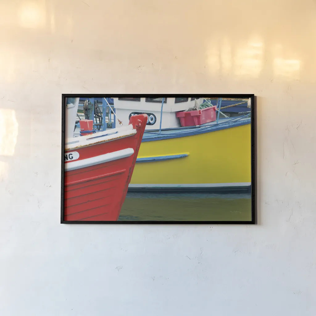 Orkney Fishing Boats by Alan Majchrowicz. shown as a paper print in a black flame. Available as a archival giclee rolled canvas, fine art paper, or poster print. SKU 53744i.