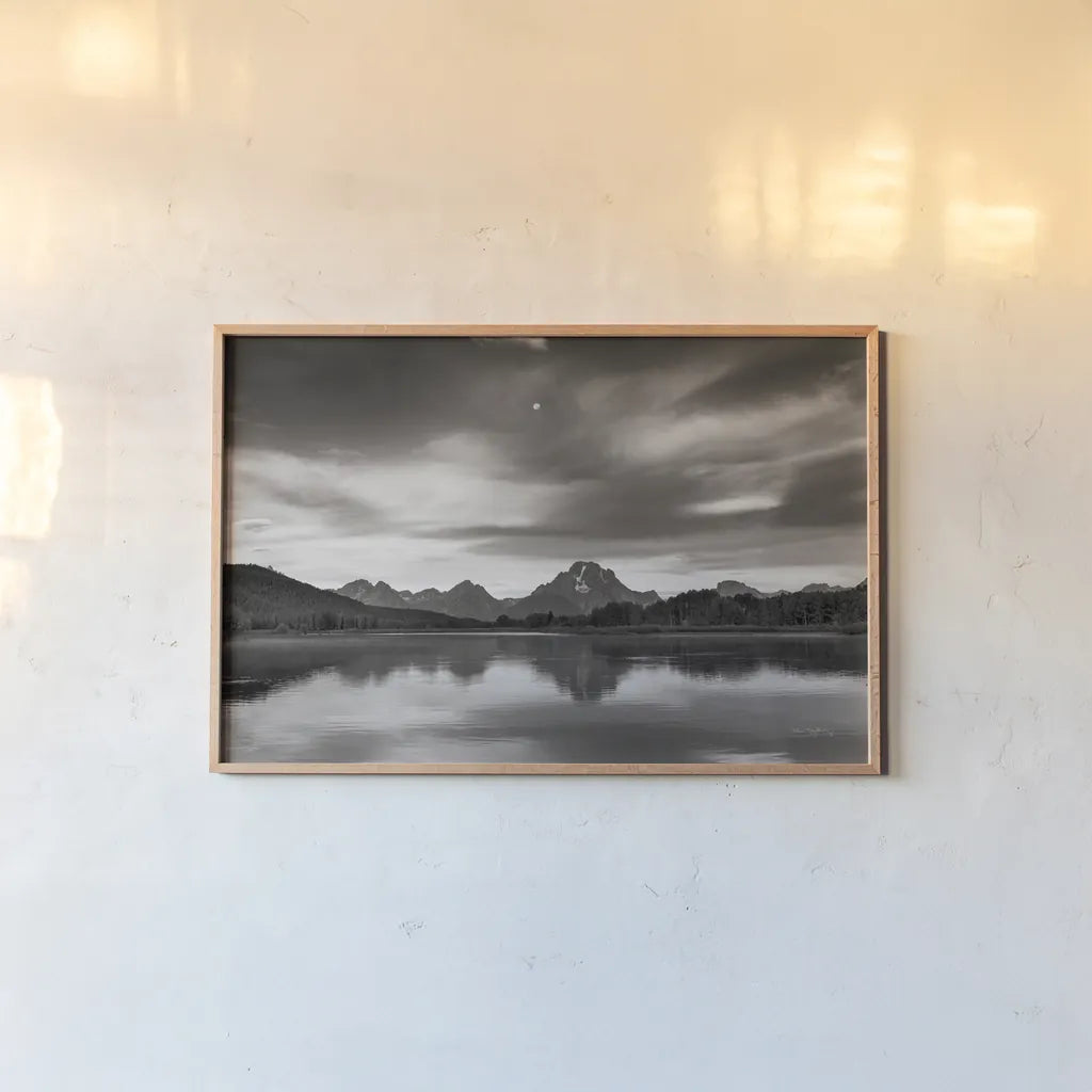 Oxbow Bend by Alan Majchrowicz. shown as a paper print in a natural frame. Available as a archival giclee rolled canvas, fine art paper, or poster print. SKU 64547i.