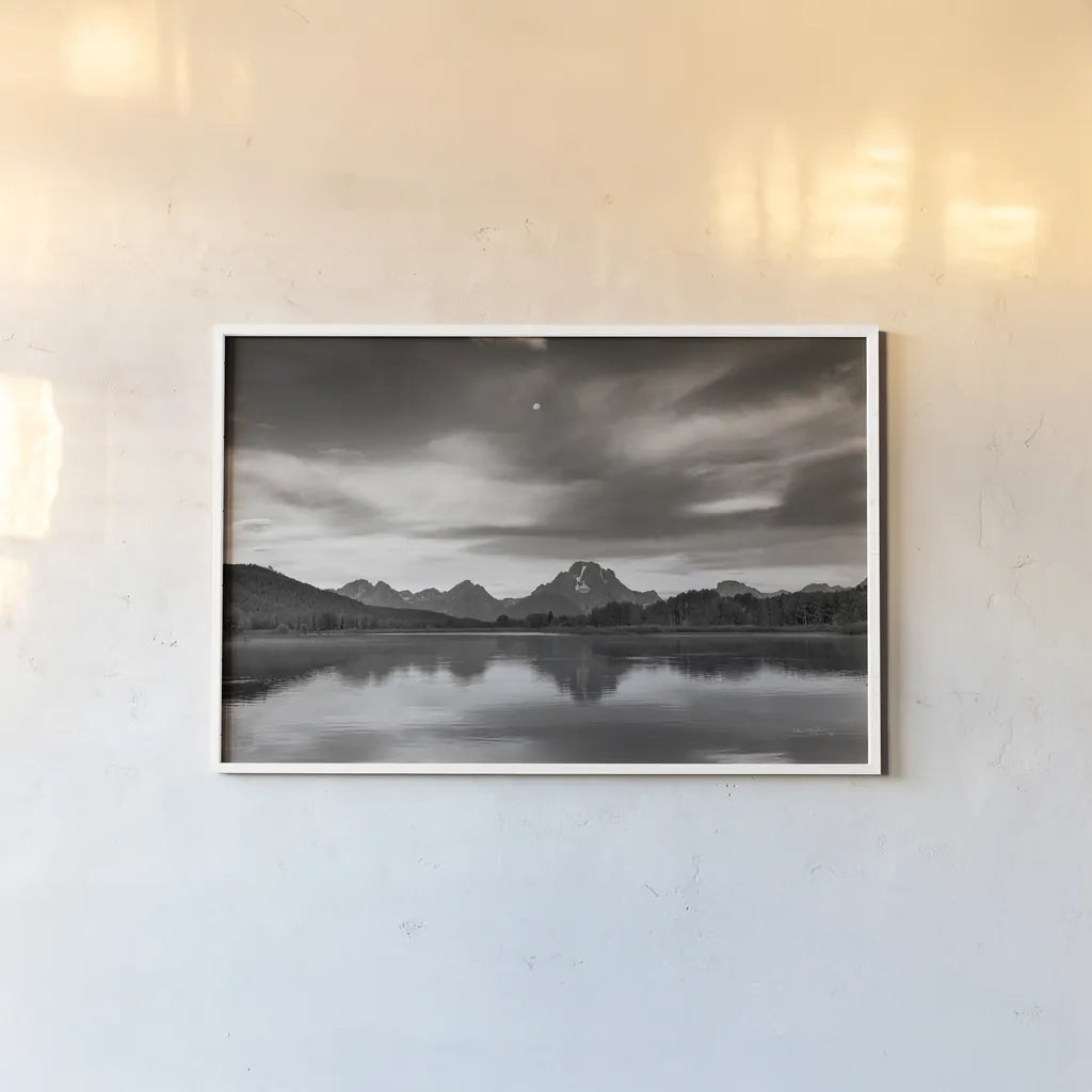 Oxbow Bend by Alan Majchrowicz. shown as a paper print in a white frame. Available as a archival giclee rolled canvas, fine art paper, or poster print. SKU 64547i.