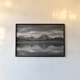 Oxbow Bend Sunrise by Alan Majchrowicz. shown as a paper print in a black flame. Available as a archival giclee rolled canvas, fine art paper, or poster print. SKU 64542i.