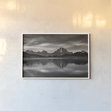 Oxbow Bend Sunrise by Alan Majchrowicz. shown as a paper print in a white frame. Available as a archival giclee rolled canvas, fine art paper, or poster print. SKU 64542i.