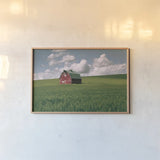 Palouse Region Red Barn I by Alan Majchrowicz. shown as a paper print in a natural frame. Available as a archival giclee rolled canvas, fine art paper, or poster print. SKU 67697i.