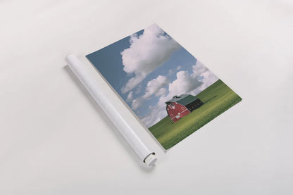 Palouse Region Red Barn II by Alan Majchrowicz. shown as a rolled paper print. Available as archival giclee rolled canvas, fine art paper, or poster print. SKU 67698h.