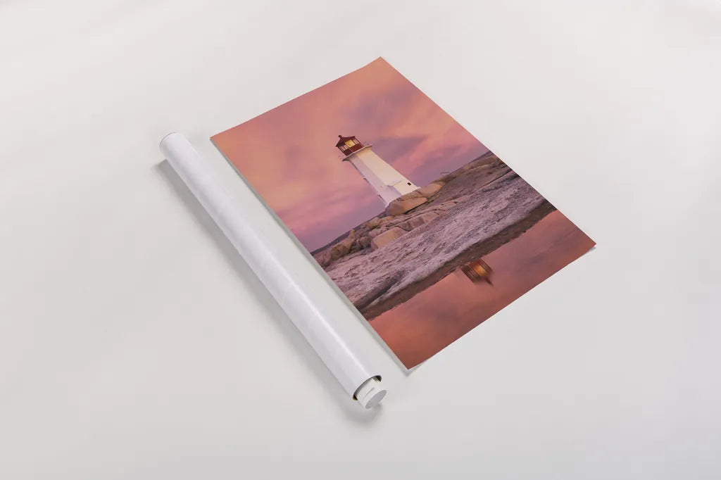 Peggys Cove by Alan Majchrowicz. shown as a rolled paper print. Available as archival giclee rolled canvas, fine art paper, or poster print. SKU 46108h.