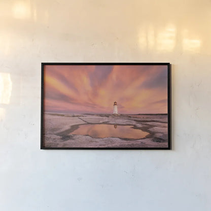 Peggys Cove Nova Scotia by Alan Majchrowicz. shown as a paper print in a black flame. Available as a archival giclee rolled canvas, fine art paper, or poster print. SKU 47836i.
