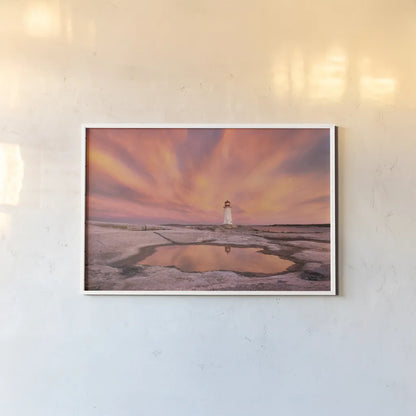 Peggys Cove Nova Scotia by Alan Majchrowicz. shown as a paper print in a white frame. Available as a archival giclee rolled canvas, fine art paper, or poster print. SKU 47836i.