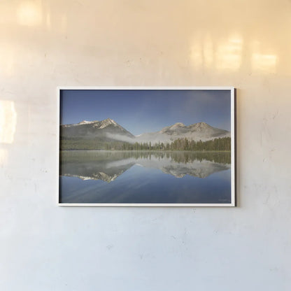 Petit Lake Reflection by Alan Majchrowicz. shown as a paper print in a white frame. Available as a archival giclee rolled canvas, fine art paper, or poster print. SKU 28095i.