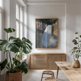 Rainbow Lower Falls by Alan Majchrowicz. shown as a print in a natural wood frame in a dining room. Available as a archival giclee rolled canvas, fine art paper, or poster print. SKU 80840h.