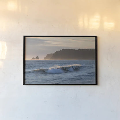 Rialto Beach Waves by Alan Majchrowicz. shown as a paper print in a black flame. Available as a archival giclee rolled canvas, fine art paper, or poster print. SKU 86303i.