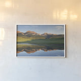 Rocky Mountains Montana by Alan Majchrowicz. shown as a paper print in a white frame. Available as a archival giclee rolled canvas, fine art paper, or poster print. SKU 28086i.