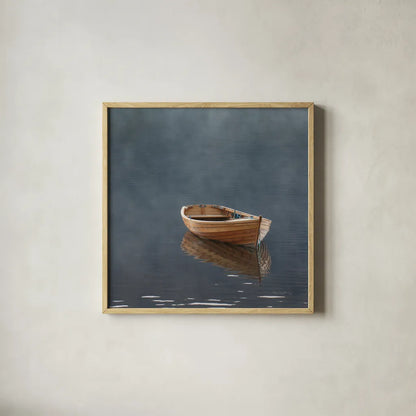 Rowboat in Ross Crop by Alan Majchrowicz. Shown in a natural wood glass frame for a timeless modern aesthetic. Available as an archival giclee rolled canvas, fine art paper, or poster print. SKU 53742a.