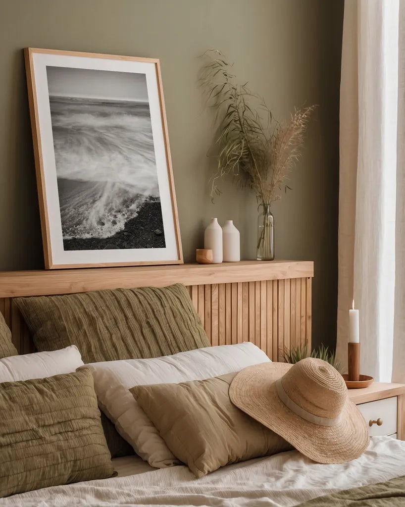 Ruby Beach II by Alan Majchrowicz. shown as a paper print in a natural frame. Available as a archival giclee rolled canvas, fine art paper, or poster print. SKU 19549h.