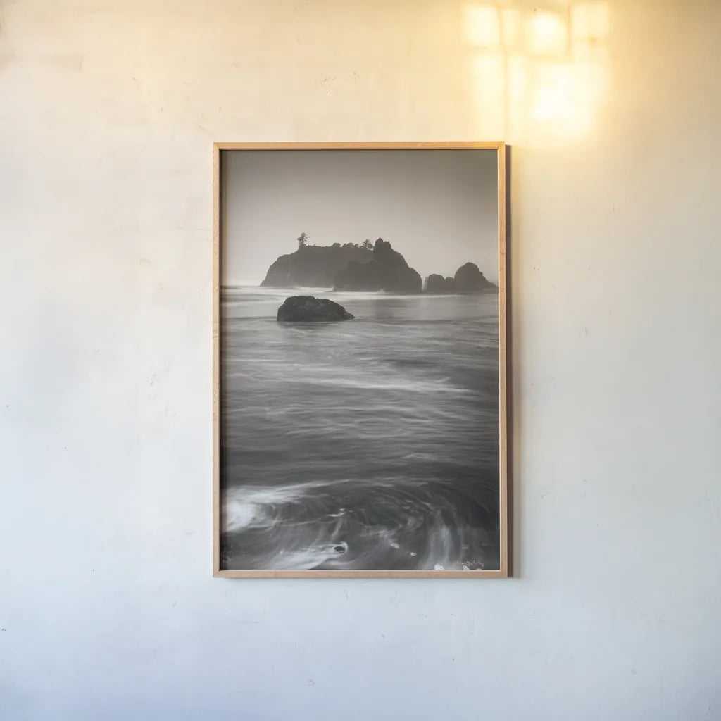 Ruby Beach III by Alan Majchrowicz. shown as a paper print in a natural frame. Available as a archival giclee rolled canvas, fine art paper, or poster print. SKU 98887h.