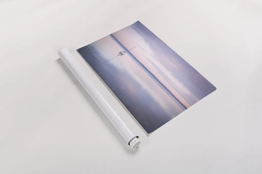 Sailboat in Bellingham Bay I Vignette by Alan Majchrowicz. shown as a rolled paper print. Available as archival giclee rolled canvas, fine art paper, or poster print. SKU 68923i.