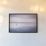 Sailboat in Bellingham Bay I Vignette by Alan Majchrowicz. shown as a paper print in a black flame. Available as a archival giclee rolled canvas, fine art paper, or poster print. SKU 68923i.