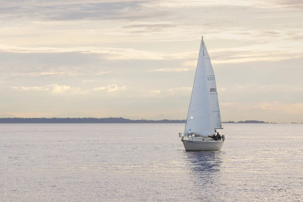 Sailboat in Semiahmoo Bay by Alan Majchrowicz. SKU 46112i. Archival Giclee Fine art print for wall decor.