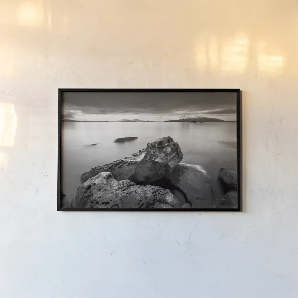 Samish Bay by Alan Majchrowicz. shown as a paper print in a black flame. Available as a archival giclee rolled canvas, fine art paper, or poster print. SKU 64549i.