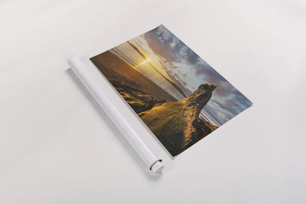 Samish Bay Sunset I by Alan Majchrowicz. shown as a rolled paper print. Available as archival giclee rolled canvas, fine art paper, or poster print. SKU 33806i.