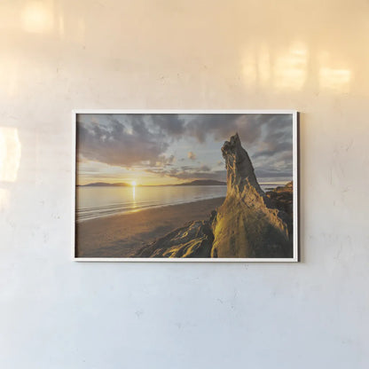 Samish Bay Sunset I by Alan Majchrowicz. shown as a paper print in a white frame. Available as a archival giclee rolled canvas, fine art paper, or poster print. SKU 33806i.