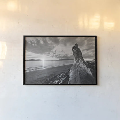 Samish Bay Sunset I BW by Alan Majchrowicz. shown as a paper print in a black flame. Available as a archival giclee rolled canvas, fine art paper, or poster print. SKU 33851i.